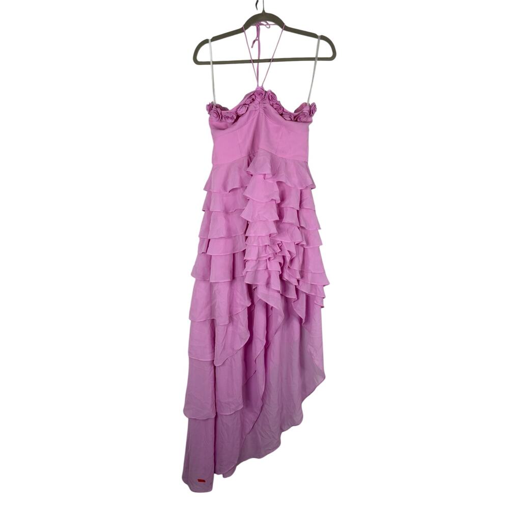 Majorelle Brittan Asymmetrical Gown Halter Rosette Ruffle Prom Hoco Fairy Boho M - Picture 4 of 13